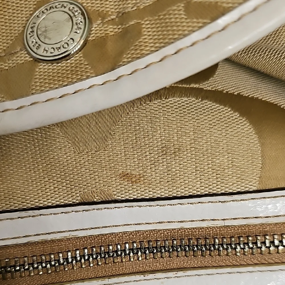 Coach Signature Beige Canvas Drawstring Backpack - Picture 4 of 14